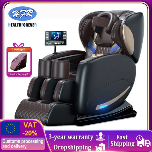 Luxus-Elektro-Freizeit-Massagesessel Zero Gravity Intelligent Ganzkörper-Multifunktions-Bluetooth-Musik-U-förmiges Kissen+Kurzbefehl