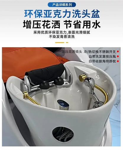 Intelligente Wasserzirkulationsliege, professionelles Waschbecken für Haare, Therapie, Kopf-Spa, Friseursalon, Liegestuhl, Schönheitsstuhl, Cadeira