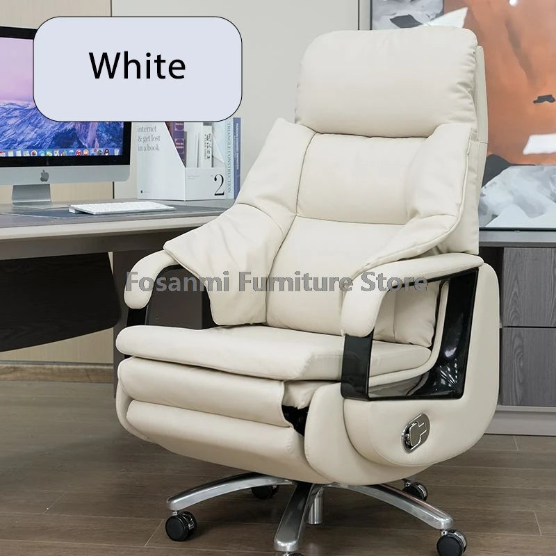 Elektrischer bequemer Bürostuhl für Chefs und Führungskräfte aus Leder, Liegestuhl, weiche Heimbürostühle, ergonomischer Gaming-Schreibtisch-Drehstuhl