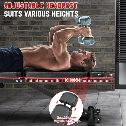 Adjustable Weight Bench for Home Gym with Leg Extension and Leg Curl Extended Headrest 900LBS Capacity Preacher Curl Bench Incl