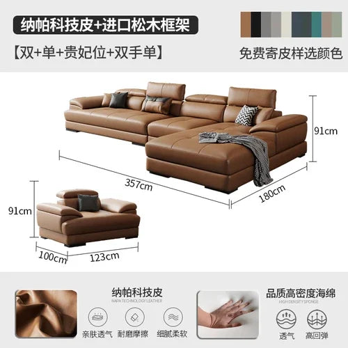 Europäisches Wohnzimmer-Sofa Echtleder-Ecksofa Modulares Luxus-Sofa Sala De Estar De Luxo Moderne Möbel