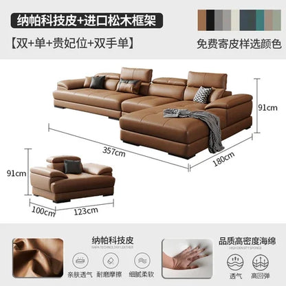 Europäisches Wohnzimmer-Sofa Echtleder-Ecksofa Modulares Luxus-Sofa Sala De Estar De Luxo Moderne Möbel