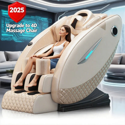 4D-Massagesessel mit Ganzkörperentspannungsfunktion 2025 Zero Gravity SL-Track Shiatsu mit Bluetooth-Lautsprecher und KI-Steuerung