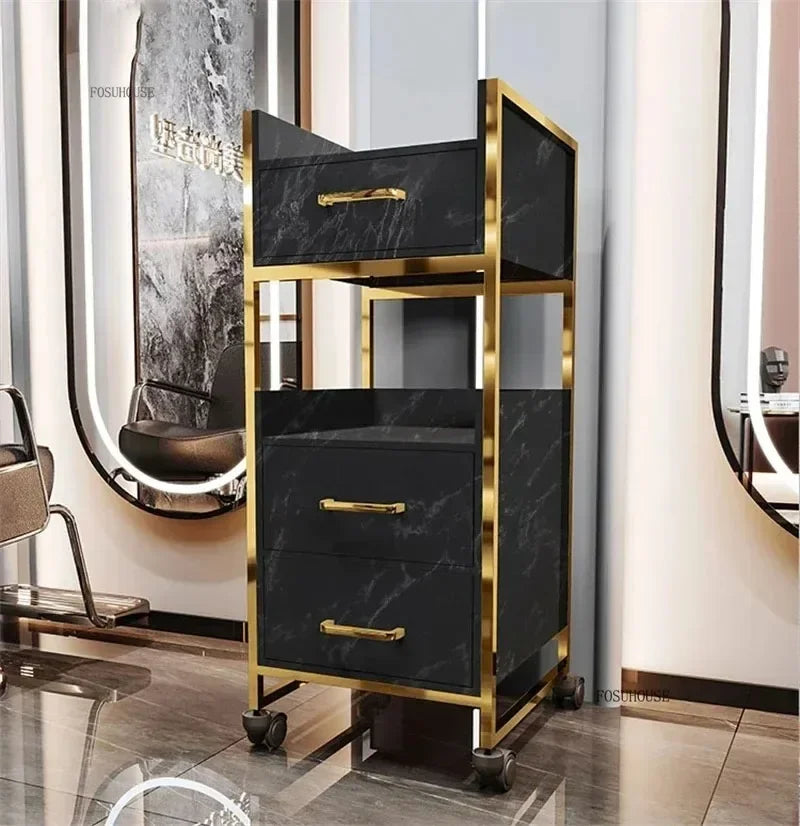 Spezielle Salon-Rollwagen Schrank Friseursalon Kommerzielle Möbel Barbier-Shop Multifunktionaler Aufbewahrungswagen mit Schublade