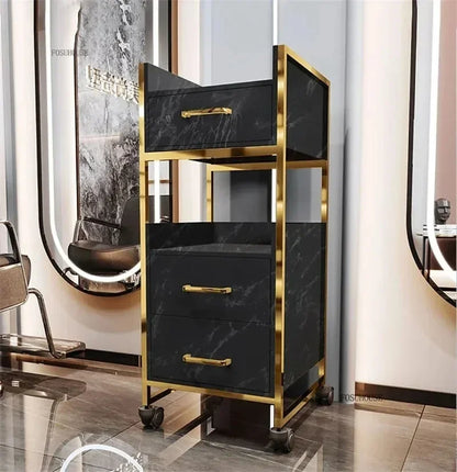 Spezielle Salon-Rollwagen Schrank Friseursalon Kommerzielle Möbel Barbier-Shop Multifunktionaler Aufbewahrungswagen mit Schublade