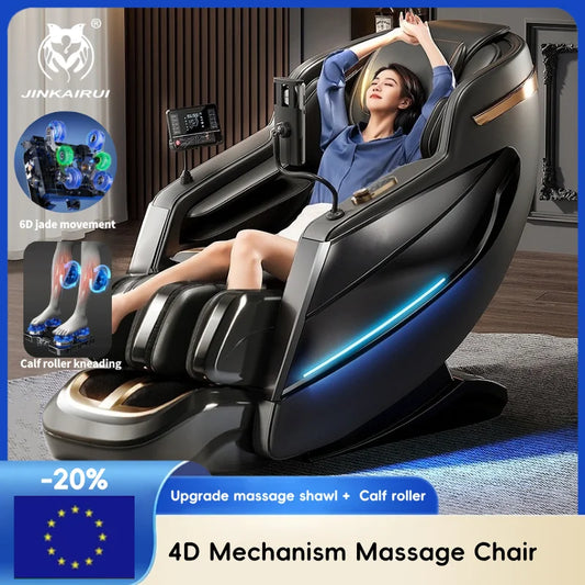 4D Mechanismus Massagesessel Tiefe Thai-Dehnung LCD Touchscreen Wadenrolle Airbag Kompression Kneten Schwerelosigkeit Entspannung