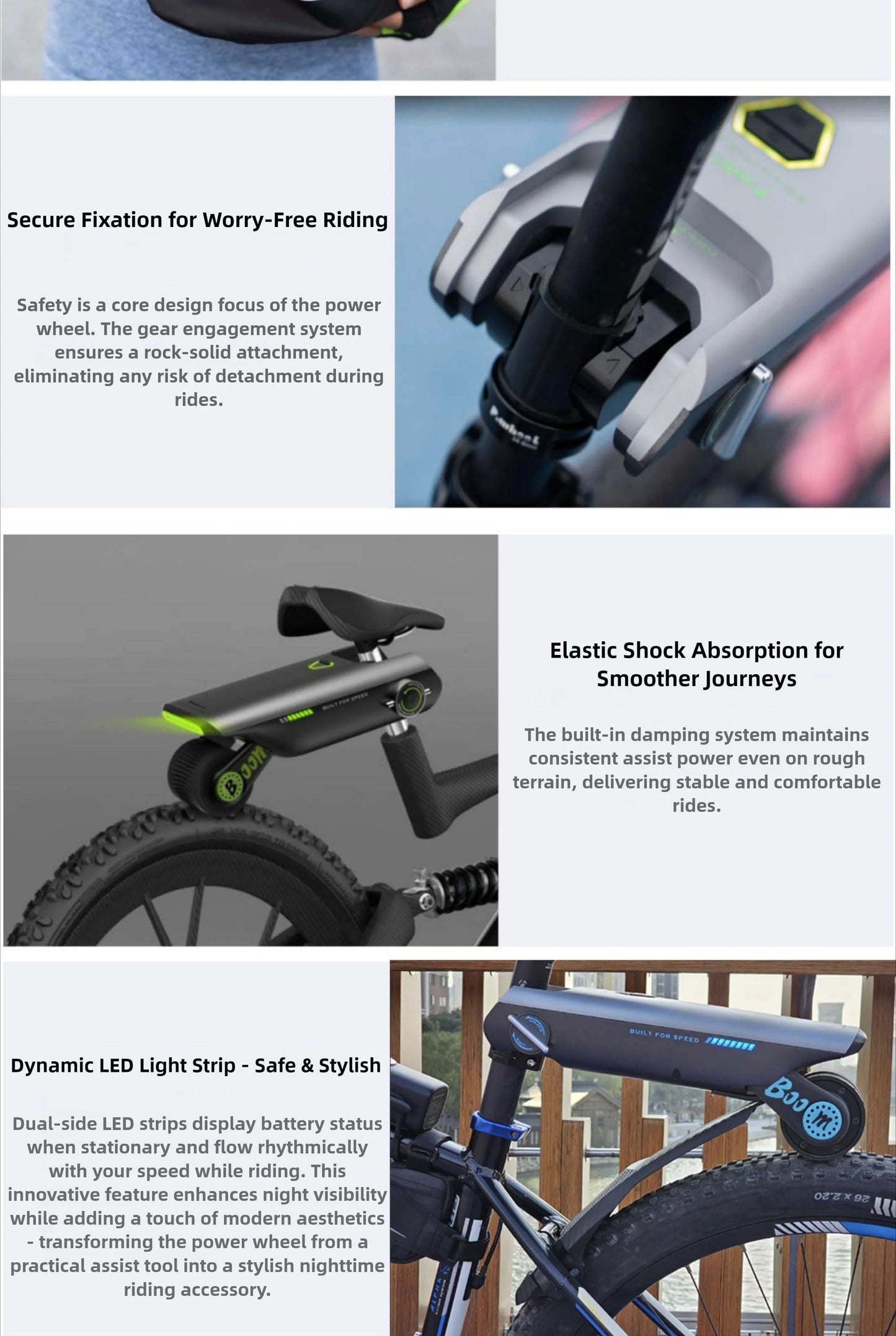 P.Wheel vélo électrique Booster 18V10AH batterie 200w Portable vélo Booster accessoires durables vélo VTT Suite
