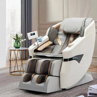 Ganzkörper-Massagesessel, SL-Track Zero-Gravity-Massagesessel mit Heizung, Bluetooth-Lautsprecher, KI-Sprachsteuerung, Weiß