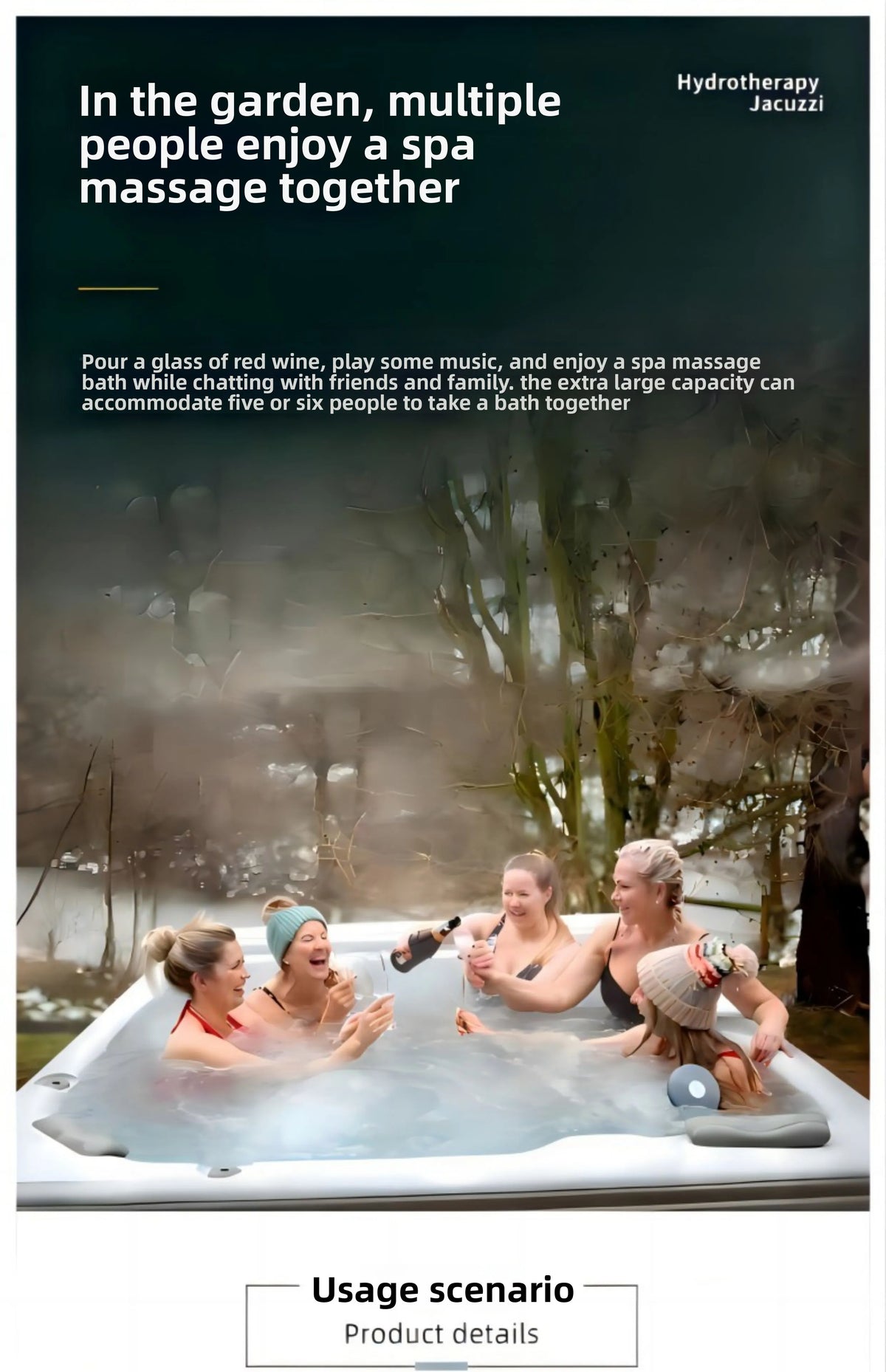 Outdoor Jacuzzi SPA Whirlpool Badewanne Große Acryl-Massagebadewanne Intelligenter beheizter thermostatischer Pool für Villa Hotel Resort Homestay Möbel