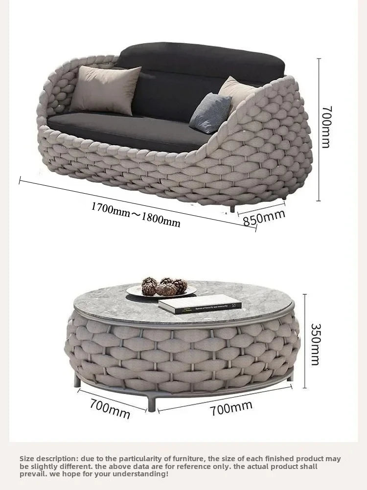 Outdoor Rattan Sofa Hofkombination Doppelstuhl Freizeit Terrasse Villa Wohnzimmer Balkon Outdoor Sitzmöbel Haus