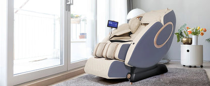 APP-Steuerung 4D-Massagesessel SL-Track Ganzkörper-Shiatsu-Massagesessel Zero Gravity mit Yoga-Stretching-Fußmassageroller