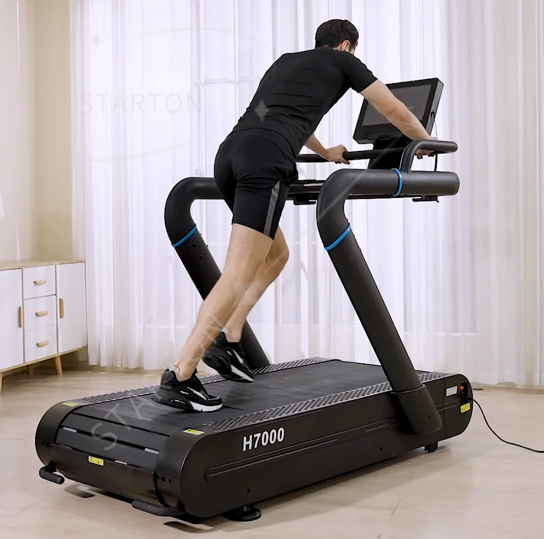 AC Motorized Crawler Treadmill Slat Commercial Treadmill  Curved Treadmill  Slat-belt Design That Reduces the Shock of Impact