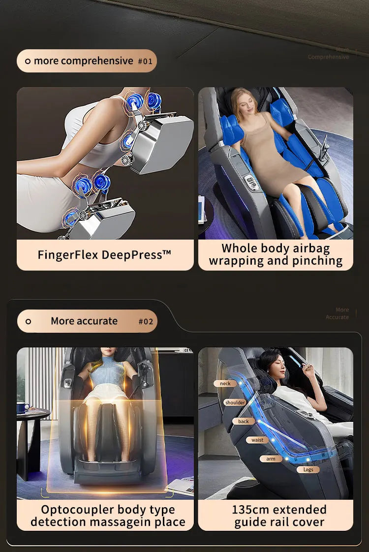 Zero Gravity Luxus Shiatsu Ganzkörper-Luftstreckungs-Doppelkern-Massagesessel