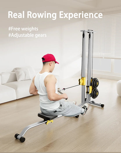Home Gym LAT Pull Down Machine with High & Low Pulleys Fitness Rowing Machine100KG with LAT and Low Row Bars for Muscle Training