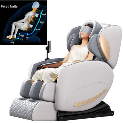 2025 4D-Massagesessel Ganzkörper-Massagesessel mit Schwerelosigkeit, verlängerter Fußstütze, SL-Schiene, Yoga-Stretch, Fußrollen und Heizung