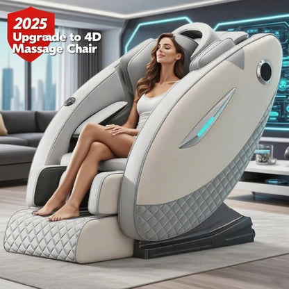 4D-Massagesessel mit Ganzkörperentspannungsfunktion 2025 Zero Gravity SL-Track Shiatsu mit Bluetooth-Lautsprecher und KI-Steuerung