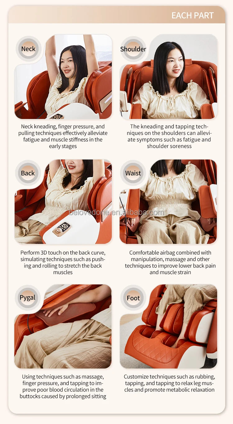 Luxuriöser, preiswerter Hifi-Bluetooth-Musik-Ganzkörper-Airbags Zero Gravity Elektrischer Pediküre-Massagesessel Massagesessel-Produkte