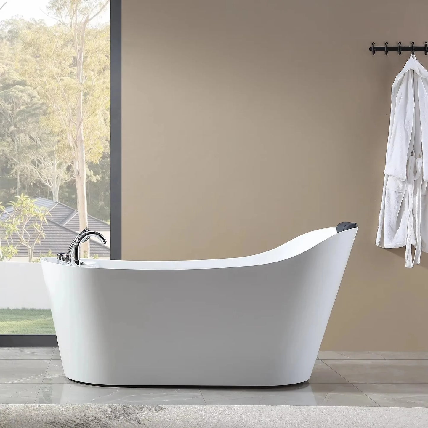 Modern Bathroom Whirlpool Air Jet Bath Tub Free Standing Acrylic SPA Massage Bathtub With Shower Faucet White