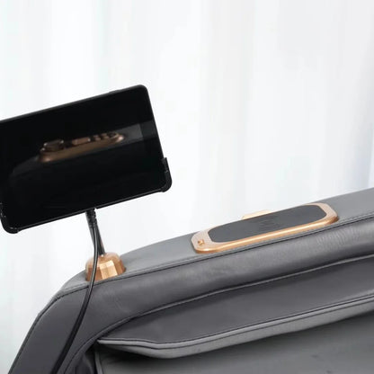 Massagesessel 4D mit Schwerelosigkeit Ganzkörper mit Sprachsteuerung, Rückenheizung, Bluetooth-Lautsprecher, Fuß-4D-Massagesessel