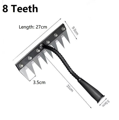 Râteau de désherbage de jardin à 8/7/6/5 dents, houe de jardinage en métal robuste, outil agricole pour le jardinage, désherbage, ameublissement du sol