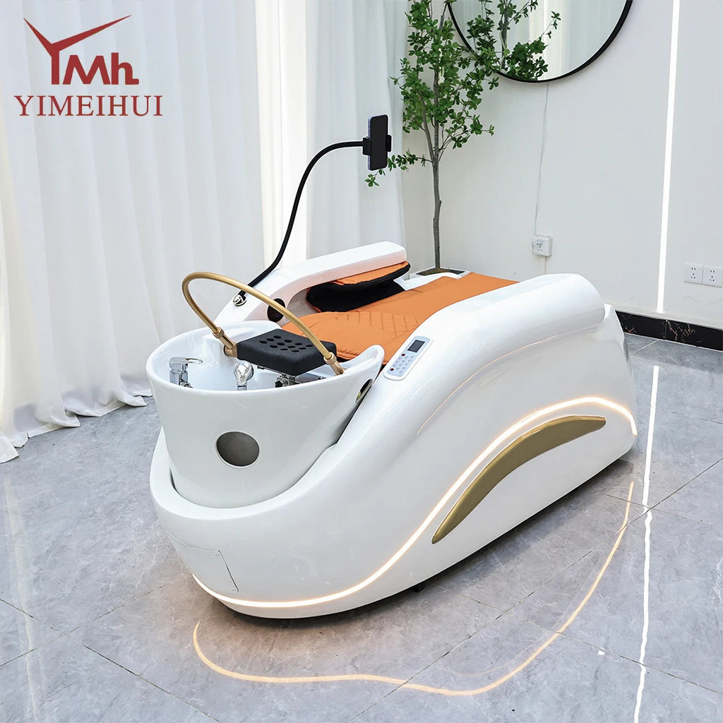 Electric adjustable hair spa chair head washing station shampoo massage bed for salon spa equipment