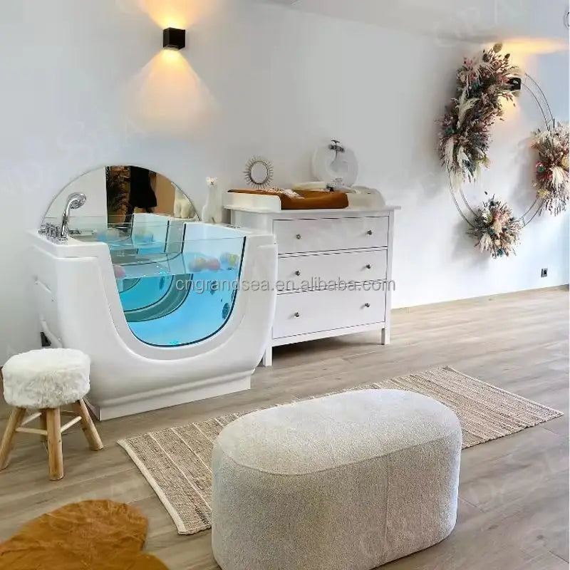 Freistehende Hydrotherapie Baby SPA Badewanne Massage Thermostat Einweichbadewanne Acryl Kinderbadewanne