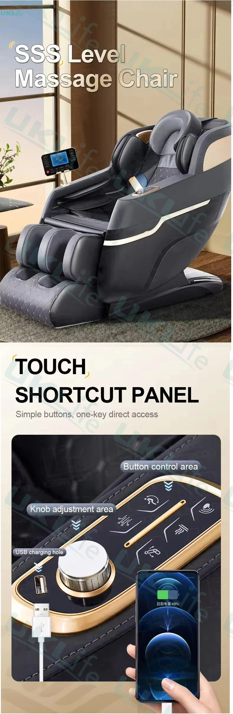 3 Year Warranty 4D SL Track Massage Chair  Zero Gravity Massage Recliner Full Body Airbag Massage Sofa Touch Screen Office chair