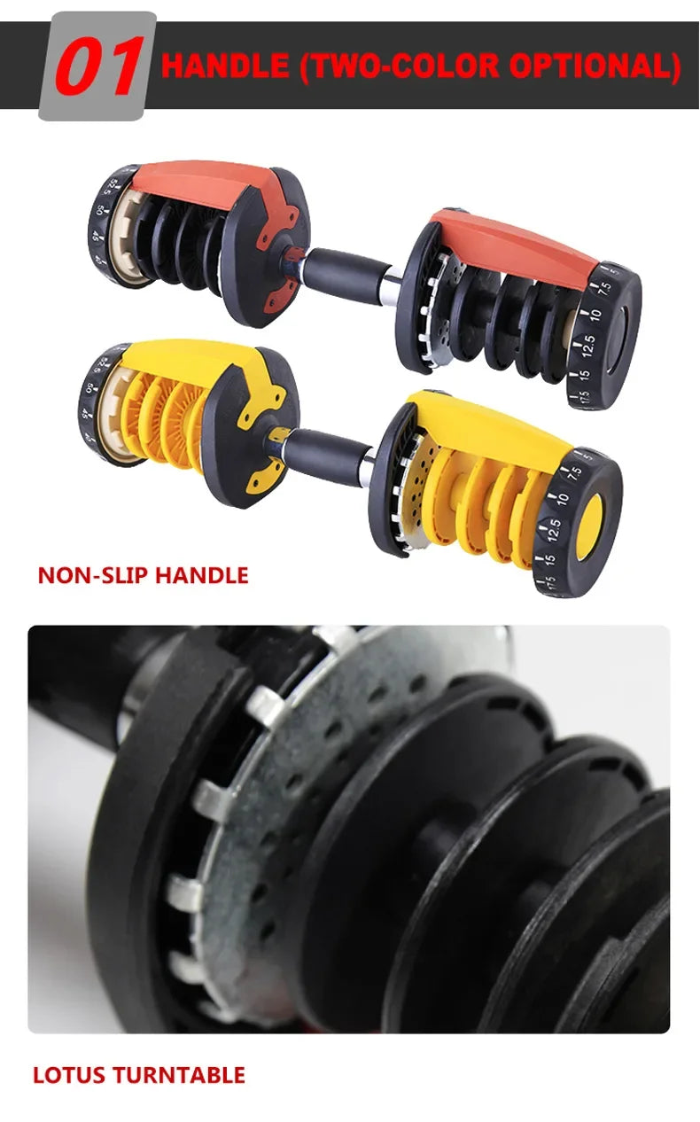 24KG Dumbbells Rubber Iron Adjustment Multiple Weight Dumbell Cheap Adjustable Dumbbells Home fitness equipment