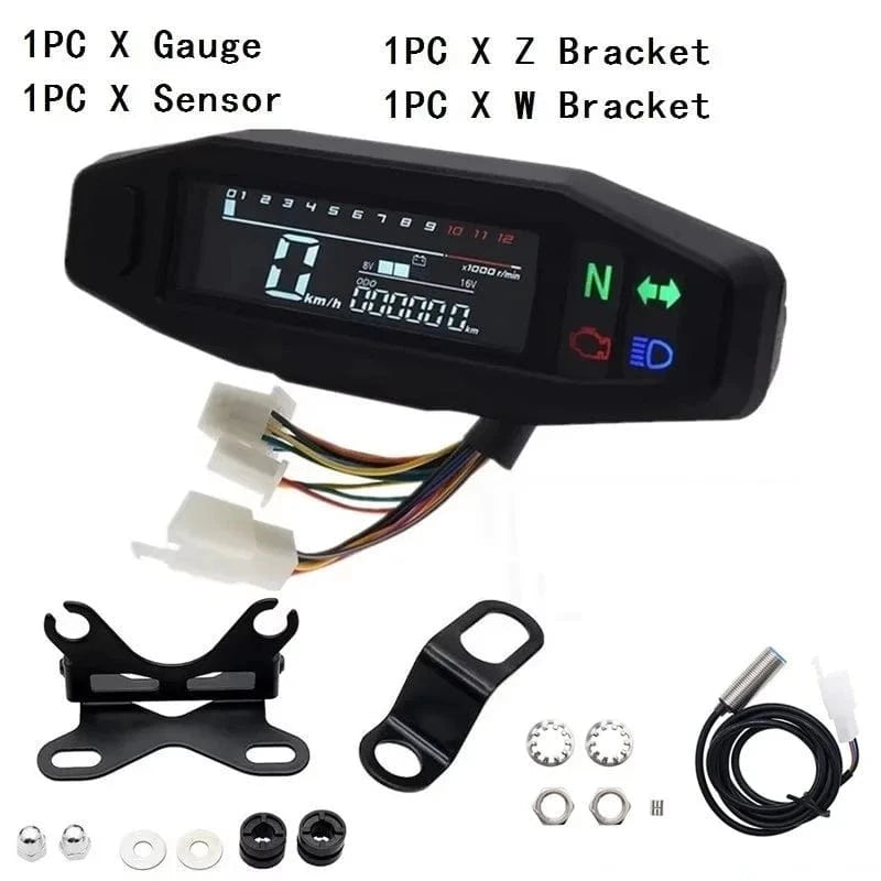 Universal Digital Motorcycle Speedometer – Oil Gauge, Tachometer & Instrument Cluster with Turn Signal Light Indicatorgnal indicator, multifunction motorcycle meter