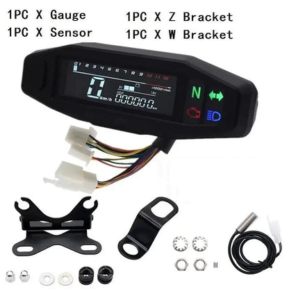 Universal Digital Motorcycle Speedometer – Oil Gauge, Tachometer & Instrument Cluster with Turn Signal Light Indicatorgnal indicator, multifunction motorcycle meter