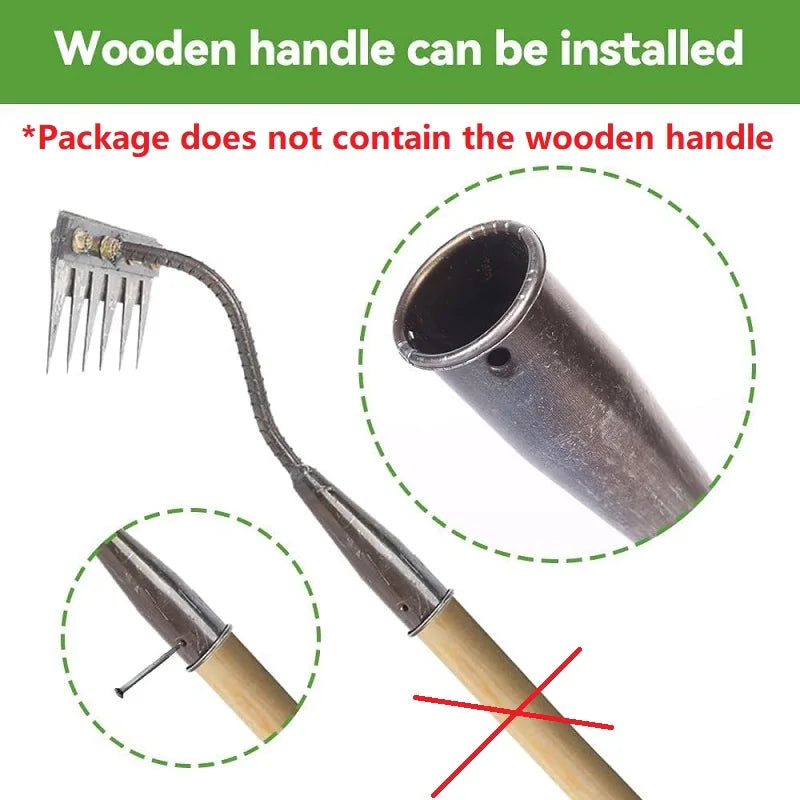Râteau de désherbage de jardin à 8/7/6/5 dents, houe de jardinage en métal robuste, outil agricole pour le jardinage, désherbage, ameublissement du sol