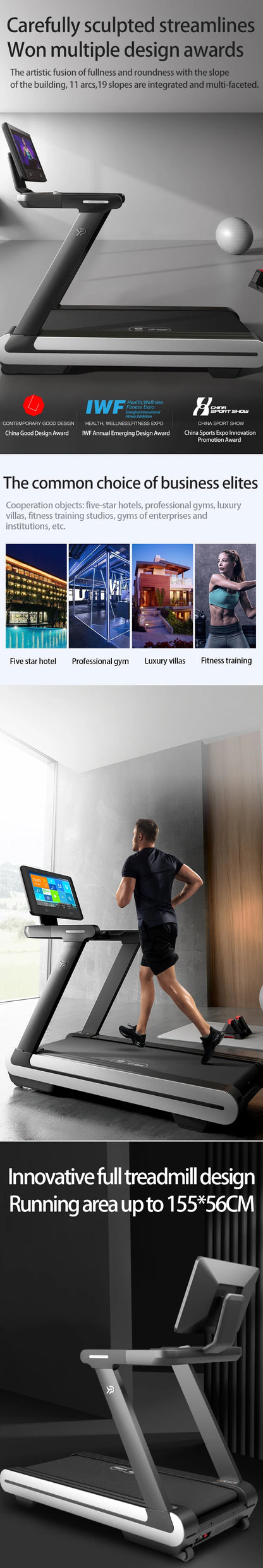 Neues Fitnessgerät Halbkommerzielles Laufband MX Neigung Super Wifi Touchscreen Laufband AC Motor Elektrisches Laufband