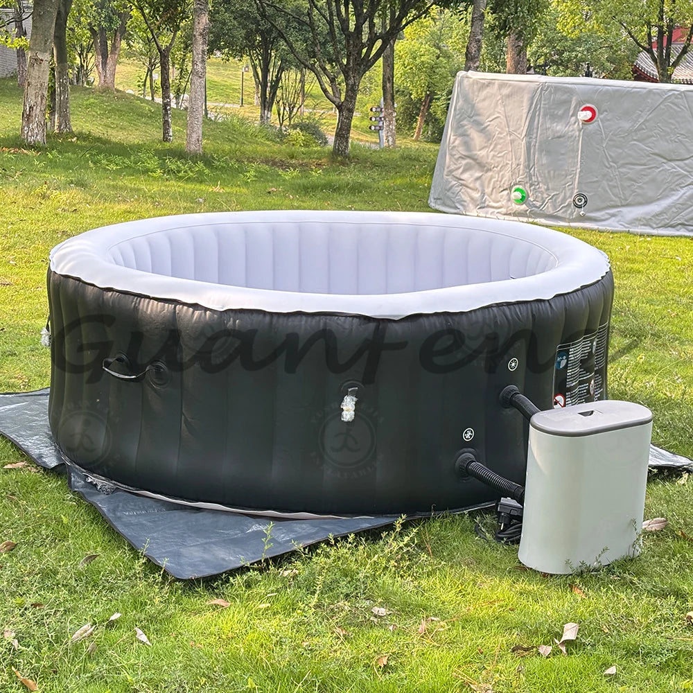 Für Backyard Familienparty 4-6 Personen aufblasbarer Whirlpool Jacuzzi Outdoor Spa Poolmit LED-Beleuchtung