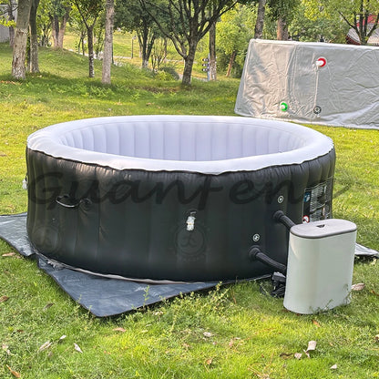 Für Backyard Familienparty 4-6 Personen aufblasbarer Whirlpool Jacuzzi Outdoor Spa Poolmit LED-Beleuchtung