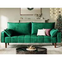 67 Loveseat Sofa aus Samtstoff, entworfen für kleine Räume, modernes, geknöpftes Sofa mit integrierten Seitenaufbewahrungstaschen, perfekt
