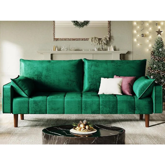 67 Loveseat Sofa aus Samtstoff, entworfen für kleine Räume, modernes, geknöpftes Sofa mit integrierten Seitenaufbewahrungstaschen, perfekt