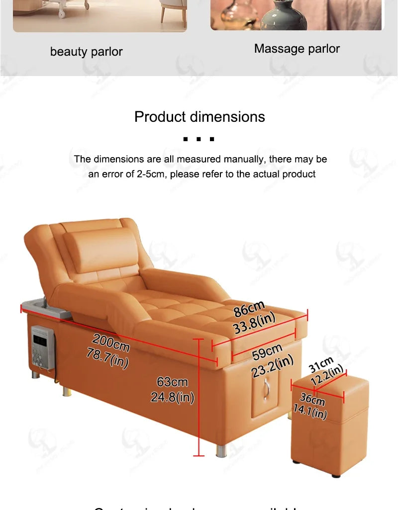 2026 Custom Luxury Modern Head Spa Foot Bath Back Lift Electric Reclining Massage Shampoo Bed