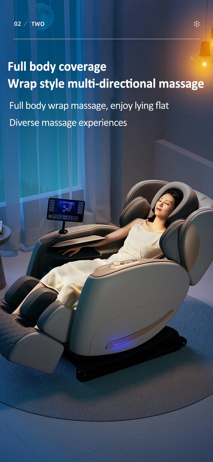 Luxus-Elektro-Freizeit-Massagesessel Zero Gravity Intelligent Ganzkörper-Multifunktions-Bluetooth-Musik-U-förmiges Kissen+Kurzbefehl