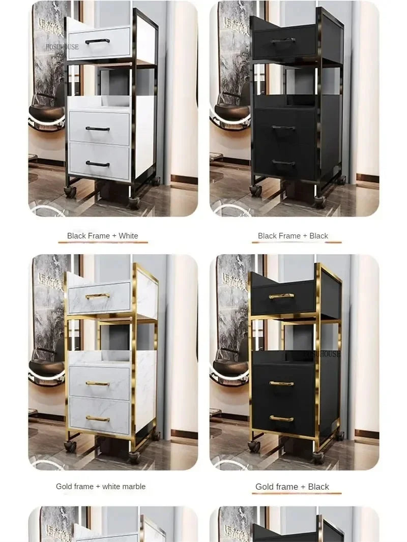 Spezielle Salon-Rollwagen Schrank Friseursalon Kommerzielle Möbel Barbier-Shop Multifunktionaler Aufbewahrungswagen mit Schublade