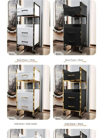 Spezielle Salon-Rollwagen Schrank Friseursalon Kommerzielle Möbel Barbier-Shop Multifunktionaler Aufbewahrungswagen mit Schublade