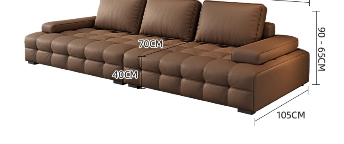 Modern Minimalistisches neues Leder Wohnzimmer Lawrence Italienisches leichtes Luxus gerades L-förmiges modulares Faules Weiches Tatami Lounge Sofa