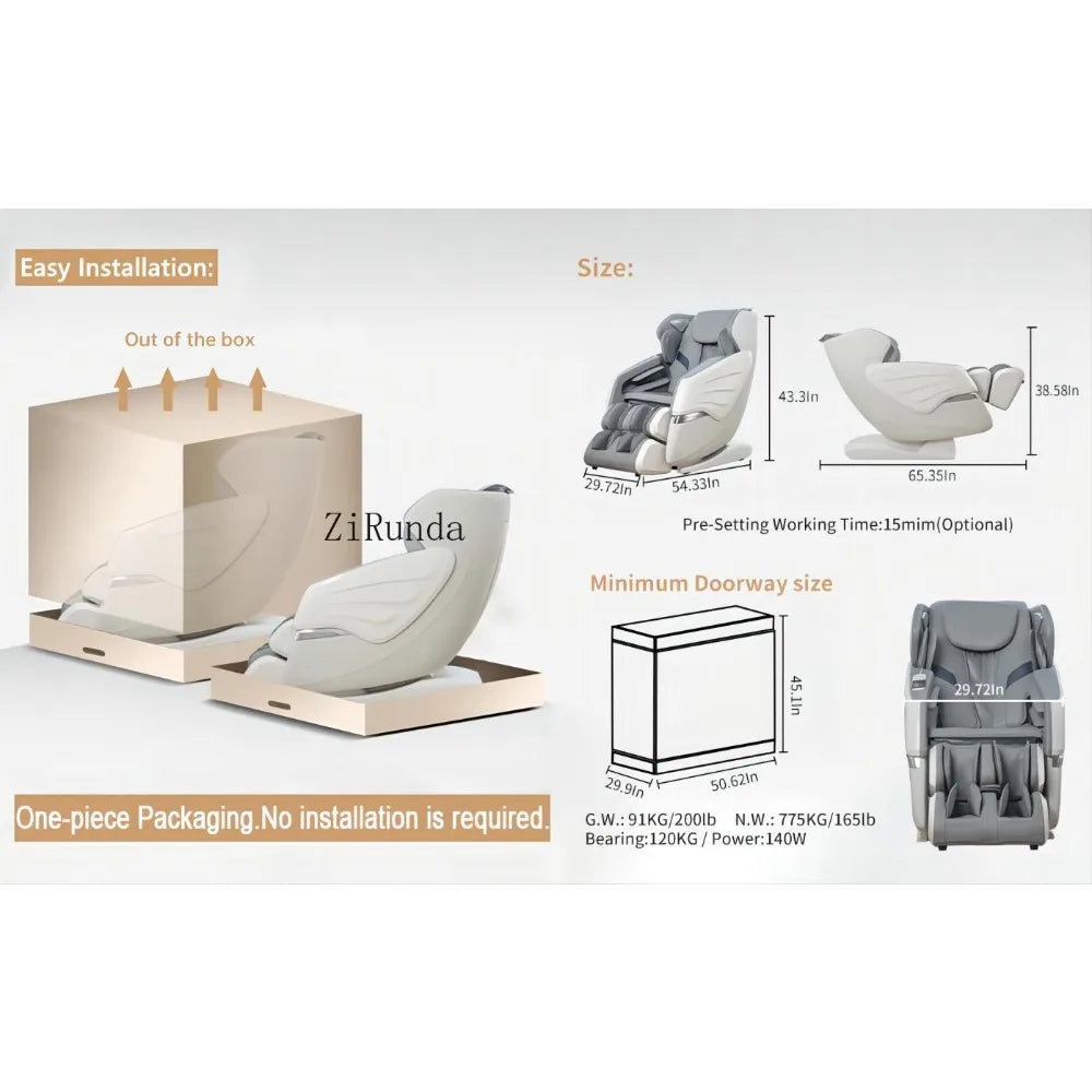 New Update GR8686 Massage Chairs with AI Voice, App Control SL Track Zero Gravity Full Body Massage Recliner Gray