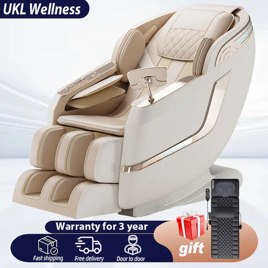 3 Jahre Garantie Luxus-Massagesessel SL-Doppelchiene Touch-Sprachsteuerung Armlehnen Körpererkennung 4D Schwerelosigkeit HiFi Bluetooth Heizung