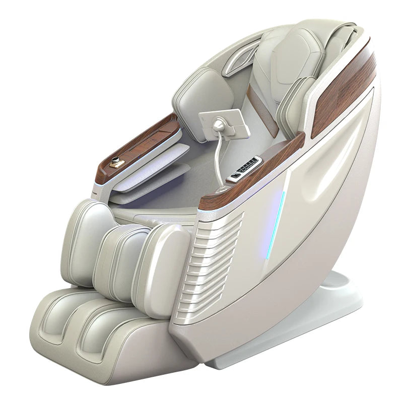 2024 Beliebtester 3D Zero-Gravity Luxus Modern Smart Luftdruck Heizung Shiatsu Leder Massagesessel mit Fußbein Bluetooth
