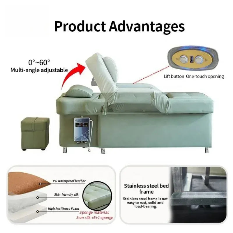 Multifunctional Salon Back Lifting Foot Massage Bed Shampoo Chair Pedicure Head Spa Bed Shampoo Bed