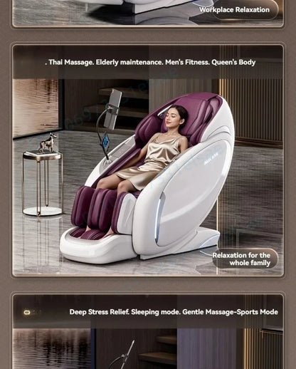 Fauteuil de massage intelligent 4D+4D, massage complet du corps, zéro gravité, fauteuil inclinable électrique Shiatsu avec rouleaux pour les pieds, scan corporel, chauffage