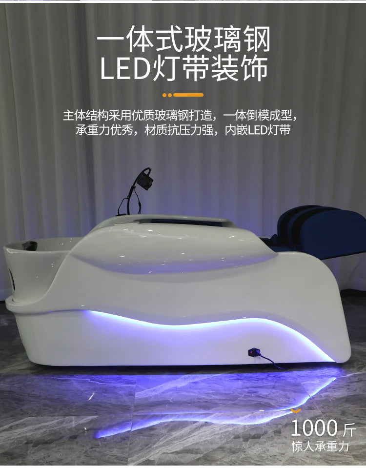 ss D Automatic Intelligent Electric Massage Shampoo Bed Barber Shop Ceramic Basin Flush Bed Hair Salon