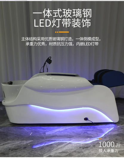 ss D Automatic Intelligent Electric Massage Shampoo Bed Barber Shop Ceramic Basin Flush Bed Hair Salon