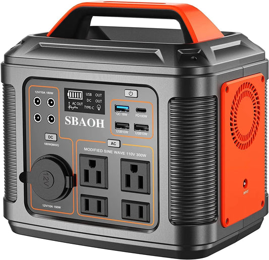 Portable Power Station 300W – 296Wh Solar Generator with Quick Charge