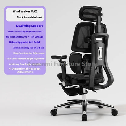Multifunktionaler ergonomischer Mesh-Bürostuhl, verstellbarer Gaming-Computerstuhl mit Fußstütze, Premium-Heim-PC-Drehsessel
